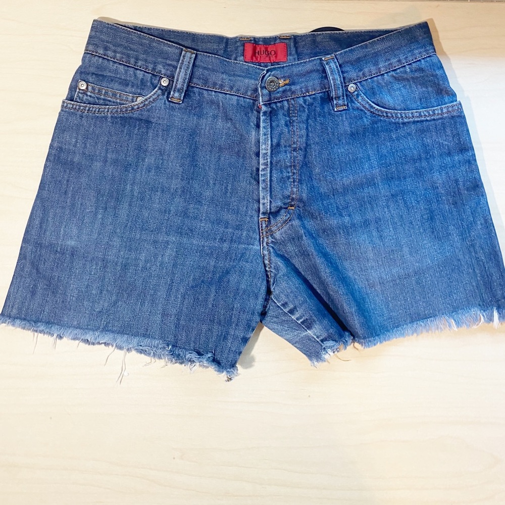 Hugo Boss Cutoff High Rise Denim Shorts